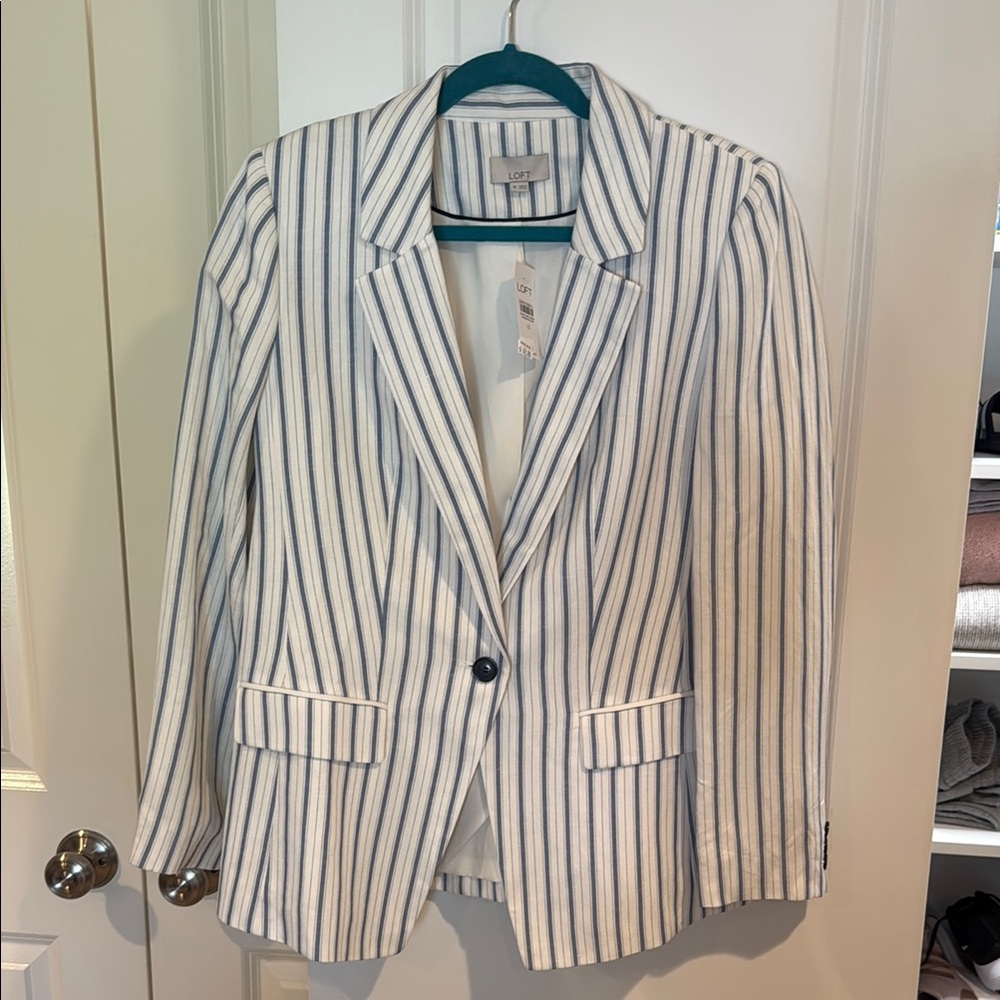 LOFT Blue and White Tailored Blazer